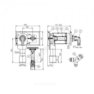 Сифон для стиральной машины с выходом 40/50мм скрытый монтаж HL HL406