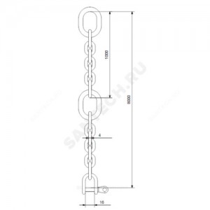 Цепь подъемная с карабином сталь нерж L=8 м Grundfos 98989670