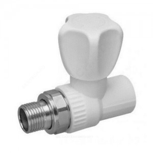 Клапан (вентиль) PP-R запорный белый НР Дн 20х1/2" Ру25 прямой для радиатора RTP (РосТурПласт) 10531