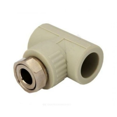 Тройник PP-R комбинированный серый с накидной гайкой Дн 20х1/2" RTP (РосТурПласт) 15835