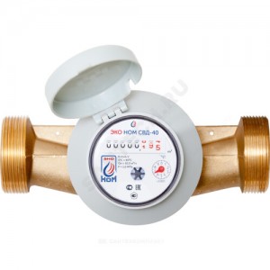 Счётчик г/в и х/в крыльчатый одноструйный Ду 40 Ру16 90С L=200мм резьба В/К ЭКО НОМ СВД40-009