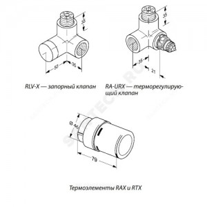 Комплект для бок/п радиатора термостатический RAX/RA-URX/RLV-X жид/нап Ду 15 Ру10 угловой трёхосевой клипс RTR (RA) 8-28oC лев хром глянцевый Danfoss 013G4004