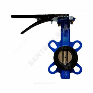 Затвор дисковый поворотный чугун Ду 200 Ру10/16 межфл с рукояткой диск чугун манжета EPDM Китай