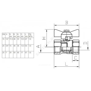Кран шаровой латунь ПРАКТИК 130 Ду 15 Ру16 ВР бабочка аналог 11б27п1 ГАЛЛОП 103252
