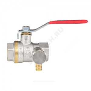 Кран шаровой латунь со спускником 1012 никель Ду 15 Ру40 ВР G1/2" рычаг полнопроходной со спускником 1/4” Aquasfera 1012-01.