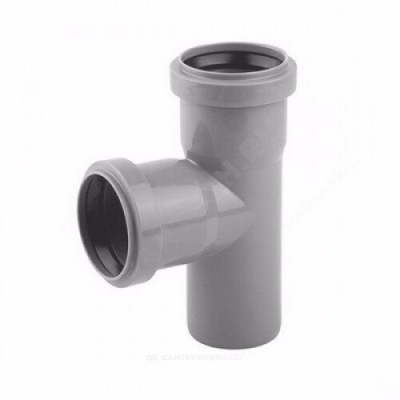 Тройник PP-H серый Дн 50х50х87гр б/нап в/к Политэк 205087