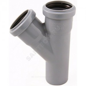 Тройник PP-H серый Дн 50х50х45гр б/нап в/к Политэк 205045