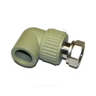 Угольник PP-R комбинированный серый с накидной гайкой Дн 25х3/4" RTP (РосТурПласт) 15831