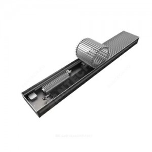 Конвектор внутрипольный Бриз рулонная решетка (втулки серые) анодированный алюминий шаг 12 мм с рамкой F - образный профиль подключение - универсальное КЗТО 380х100х900 8 Ал12