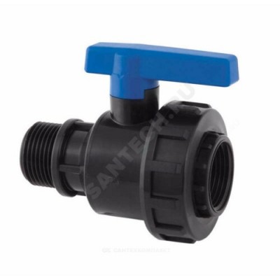 Кран шаровой компрессионный НР/ВР 3/4"x3/4" Ру10 RTP (РосТурПласт) 19028