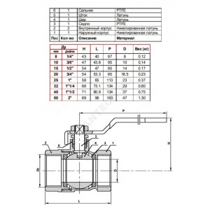 Кран шаровой латунь никель BS1143 Ду 10 Ру25 ВР полнопроходной рычаг Tecofi BS1143-0010