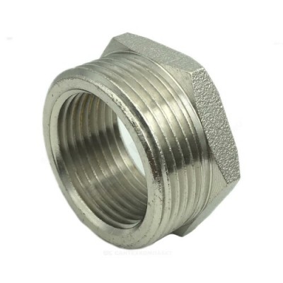 Футорка латунь никель Ду 25х20 (1"х3/4") НР/ВР Китай