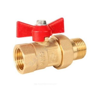 Кран шаровой латунь ПРАКТИК 132 Ду 15 Ру16 ВР/"американка" бабочка ГАЛЛОП 103260