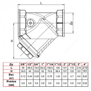 Фильтр сетчатый Y-образный латунь Ду 40 Ру16 Тмакс=120 oC G1 1/2" ВР F1141 Tecofi F1142A-0040