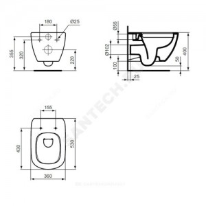 Унитаз подвесной TESI без сиденья Ideal Standard T350301