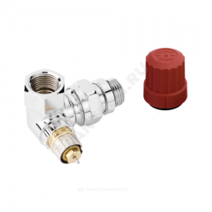 Клапан термостатический RA-NCX для двухтр Ду 15 Ру10 угловой трёхосевой ВР клипс RTR (RA) прав хром глянцевый Danfoss 013G4239