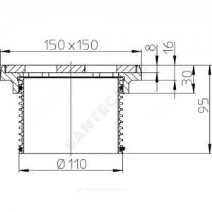 Элемент надставной для трапов с чугунной решёткой 137х137мм D=110мм с подрамником из чугуна HL HL39G Элемент надставной для трапов с чугунной решёткой 137х137мм D=110мм с подрамником из чугуна HL HL39G