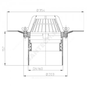 Воронка кровельная HL62.1 с вертикальным выпуском PP Дн 160 с листвоуловителем, электрообогревом, теплоизоляцией, обжимным фланцем HL HL62.1/5