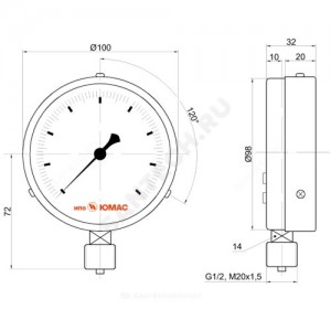 Манометр МП100 радиальный Дк100мм 0-0,6 МПа G1/2" НПО ЮМАС