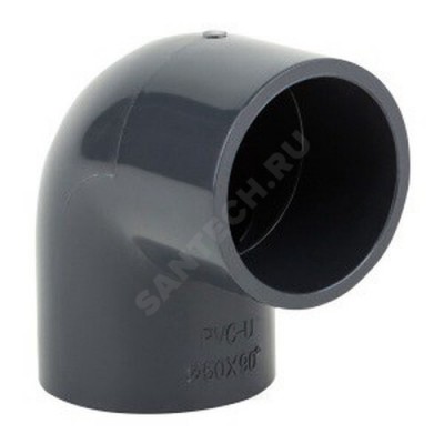 Отвод ПВХ серый под клеевое соед Дн 63х90гр Ру16 напорный Aquaviva