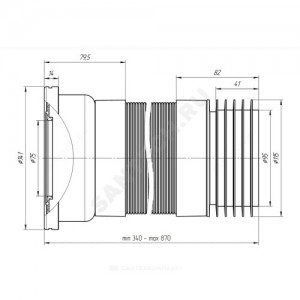 Гофра для унитаза 110мм L=340-870мм для чугунных труб АНИ Пласт К728R Гофра для унитаза 110мм L=340-870мм для чугунных труб АНИ Пласт К728R