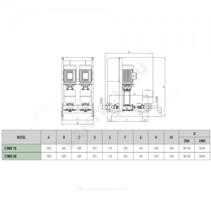 Установка повышения давления 2NKV 15/2 T400/50 2,2 FF DRU DNA100 DAB 60191199