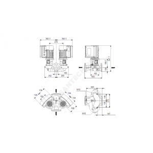 Насос ин-лайн с сухим ротором TPE2 D 100-120-N-A-F-A-BQQE PN10 сдвоенный 3х380-500В/50 Гц Grundfos 98437678