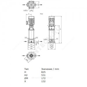 Насос многоступенчатый вертикальный HELIX V 410-1/16/E/S/400-50 PN16 3х400В/50 Гц Wilo 4201385