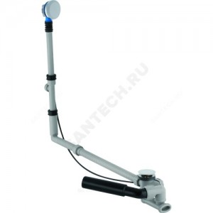 Слив-перелив для ванны плоский полуавтоматический (тросик) с переходной трубкой 45гр. 40/50 слив клапан с пробкой Geberit 150.525.21.1