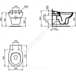 Унитаз подвесной для детей CONTOUR 21 Rimless без сиденья Ideal Standard S312801.