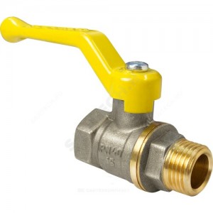 Кран шаровой латунь никель газ 11Б27фтМ Ду 15 Ру40 ВР/НР полнопроходной рычаг VALFEX VF.272.NR3.012