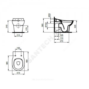 Унитаз без бачка для детей CONTOUR 21 Rimless горизонт/выпуск без сиденья Ideal Standard S312301.
