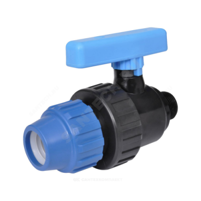 Кран шаровой компрессионный НР Дн 25х3/4" Ру10 RTP (РосТурПласт) 17358