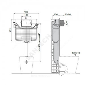 Бачок скрытого монтажа для напольного унитаза PROSYS BUILT IN CISTERN 120 M без кнопки смыва Ideal Standard R015667
