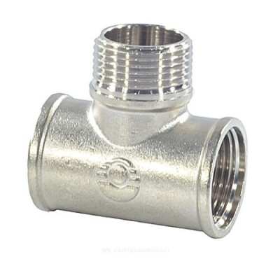 Тройник латунь никель переходной Ду 20 (3/4") ВР/НР/ВР VALFEX VF.132.N.034