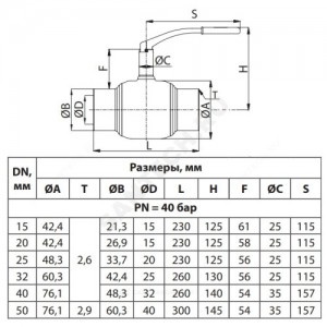 Кран шаровой сталь JIP Premium WW Ду 32 Ру40 п/привар Danfoss 065N0115G