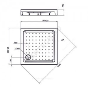 Поддон акрил квадрат Nova Square 900х900х150 с противоскользящим покрытием Мирсант УТ000040699