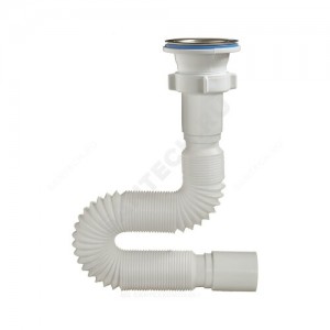 Сифон для умывальника гофрированный Эконом 1 1/2"x40/50 выпуск с нержавеющей решёткой Орио Е-3015