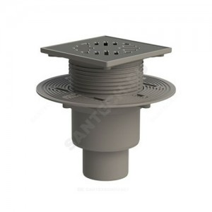 Трап регулируемый с гидрозатвором+механический сухой затвор Дн 50/75/110 с нержавеющей решёткой 150х150мм вертикальный выпуск Татполимер ТП-1712(Hs+Ms)