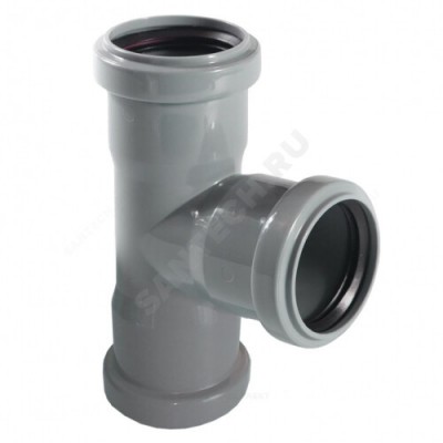 Тройник PP-H трехраструбный серый Дн 50х50х90гр б/нап в/к RTP (РосТурПласт) 21935