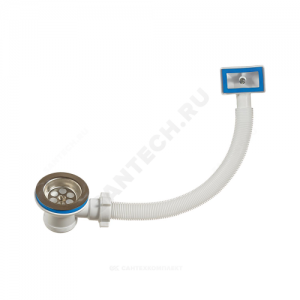 Выпуск для кухонной мойки с гибким переливом 1 1/2" с нержавеющей решёткой D=70мм Орио А-4004-01