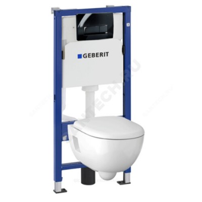 Комплект 4 в 1 Renova унитаз подвесной + инсталляция + кнопка смыва + сиденье дюропласт Geberit 500.103.DW.R