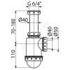 Сифон для кухонной мойки бутылочный 1 1/2"x50/40 без выпуска Alca Plast A443-DN50/40