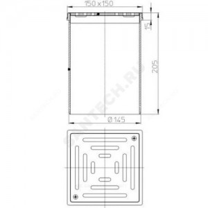 Элемент надставной для трапов с нержавеющей решёткой 138х138мм D=145мм с поверхностью препятствующей скольжению HL HL66.1 Элемент надставной для трапов с нержавеющей решёткой 138х138мм D=145мм с поверхностью препятствующей скольжению HL HL66.1