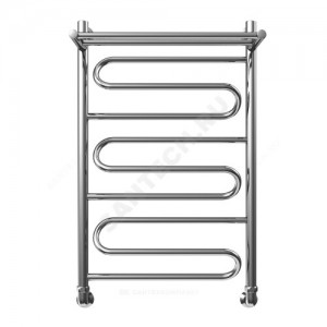 Полотенцесушитель водяной нерж сталь Лесенка Ду 25 (1") НР с полочкой 600х500мм нижнее подключение в/к соединитель (1"х3/4") Ручей Элит-Металл В-21-12