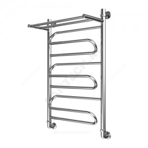 Полотенцесушитель водяной нерж сталь Лесенка Ду 25 (1") НР с полочкой 600х500мм нижнее подключение в/к соединитель (1"х3/4") Ручей Элит-Металл В-21-12