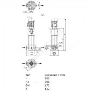 Насос многоступенчатый вертикальный HELIX V 410-2/25/V/KS/400-50 PN25 3х400В/50 Гц Wilo 4160557