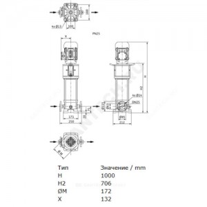 Насос многоступенчатый вертикальный HELIX V 414-2/25/V/KS/400-50 PN25 3х400В/50 Гц Wilo 4160561