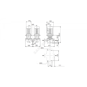 Насос ин-лайн с сухим ротором TPD 65-460/2 A-F-A-BQQE PN16 сдвоенный 3х380-415В/50 Гц Grundfos 96087586