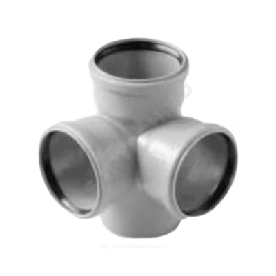 Крестовина PP-H 2-плоскостная серая Дн 110х110х110 б/нап в/к VALFEX 28110110